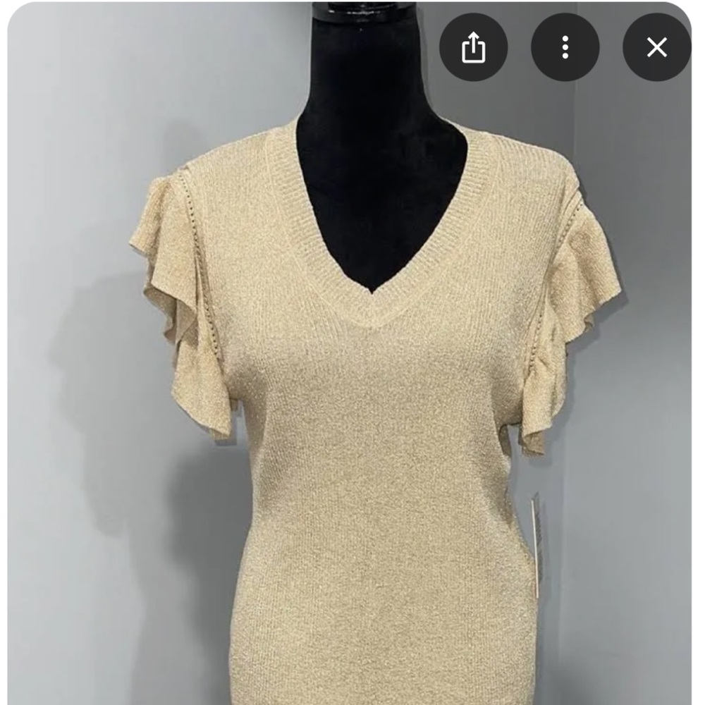 Nanette Lepore Sparkly Gold Ruffle Sleeve Top